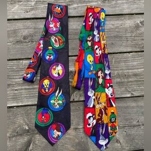Lot of 2 Vintage 1992 Looney Toons Cartoon Ties